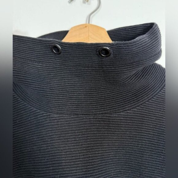 ZARA Ribbed Funnel Neck Pullover Sweatshirt Black Size L (Missing String) - Picture 7 of 8